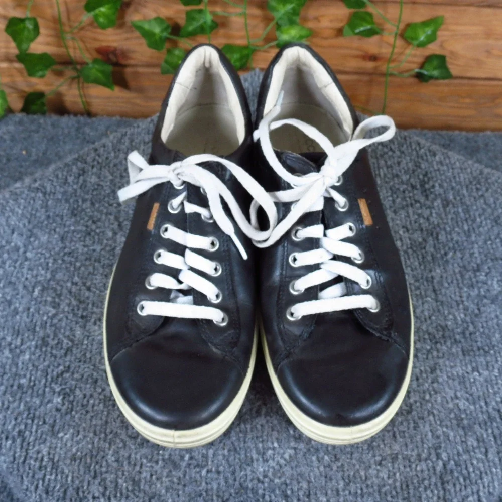 ECCO Soft 7 Womens Sneaker‎ Size 39 US 8 Walking Shoe Black Leather
